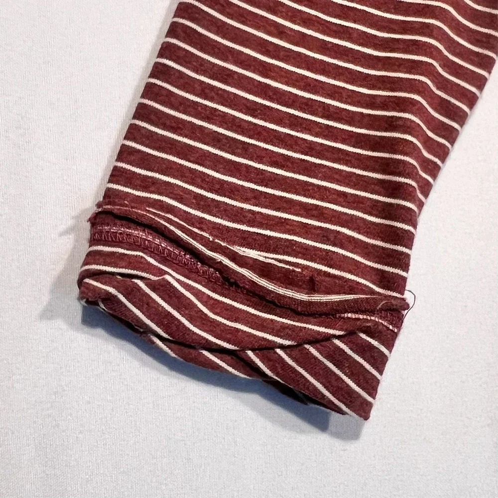 umgee‎ USA Blouse Popover Floral Striped Long Sleeve Casual Split Hem Women's S